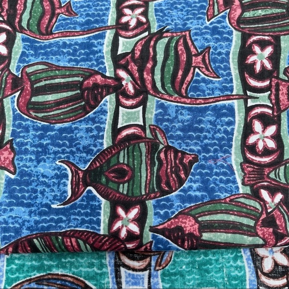 Vintage Reyn Spooner Poisson Cru Hawaiian 2 Fabric Swatch Sample Craft Sewing - Picture 2 of 8